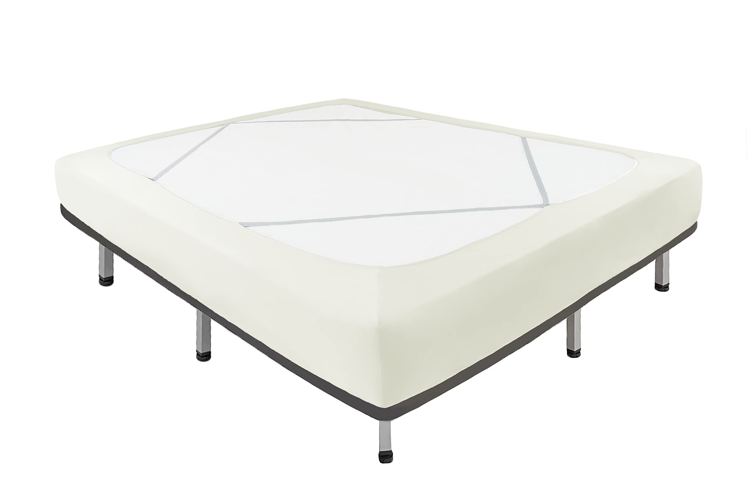 Biscaynebay Decorative Box Spring Cover Full & Full Xl Size, Ivory Luxurious Jersey Knitting Stretchy Wrap Around 4 Sides Bed Sk