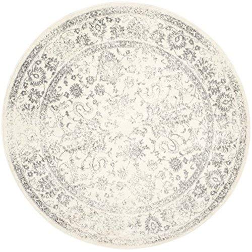 Safavieh Adirondack Collection Area Rug - 4' Round, Ivory & Silver, Oriental Distressed Design, Non-Shedding & Easy Care, Ideal