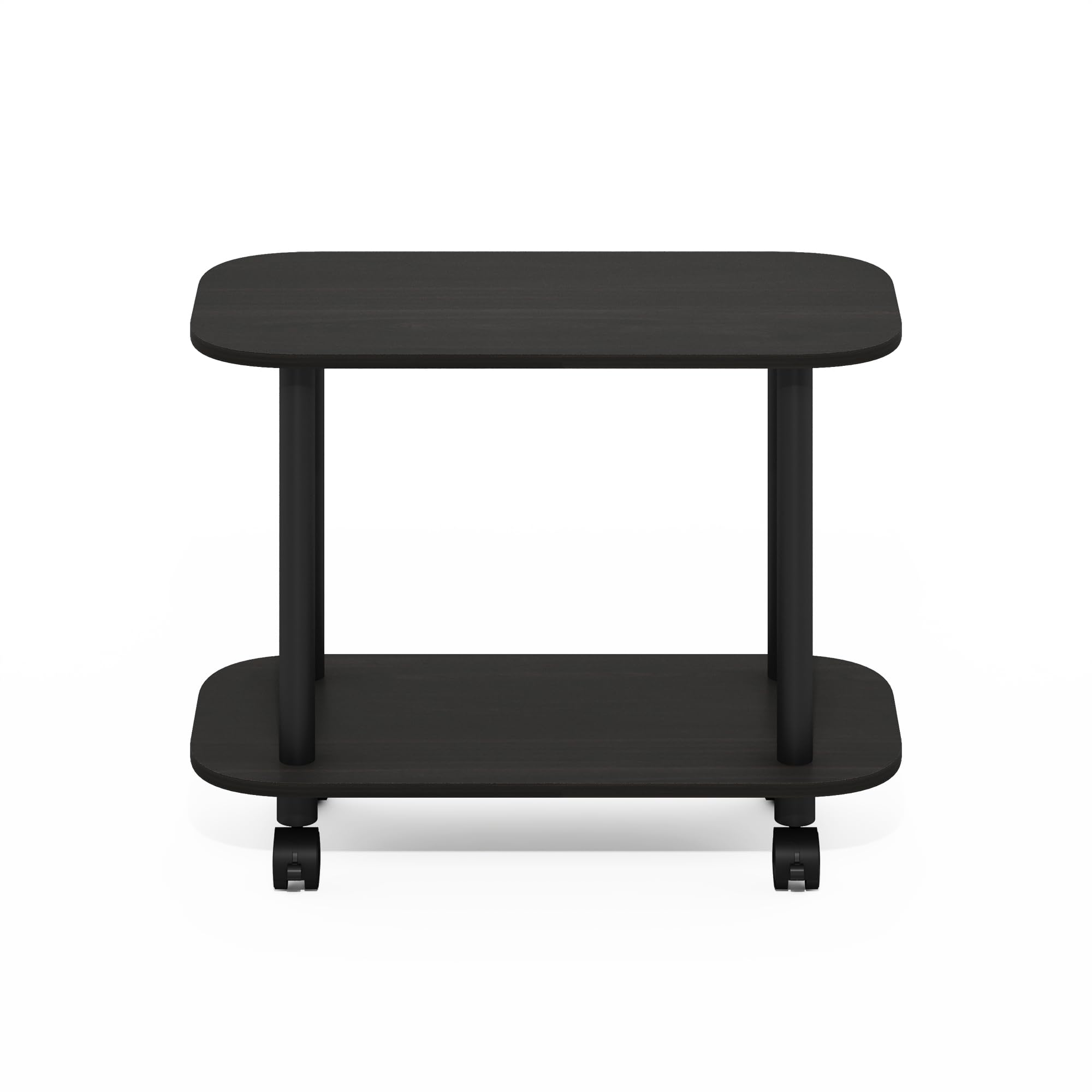 Furinno Turn-N-Tube Modern Oval End Table, Side Table with Casters, Espresso/Black