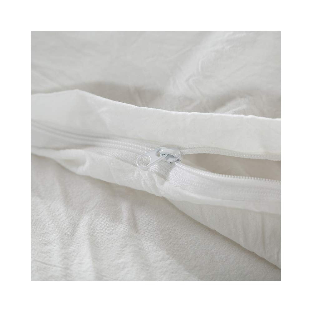 F.Y.Dreams 100% Washed Cotton Duvet Cover For Weighted Blanket 48X72 Inches With 8 Ties, Zipper On Long Side/White/Just Duvet Co