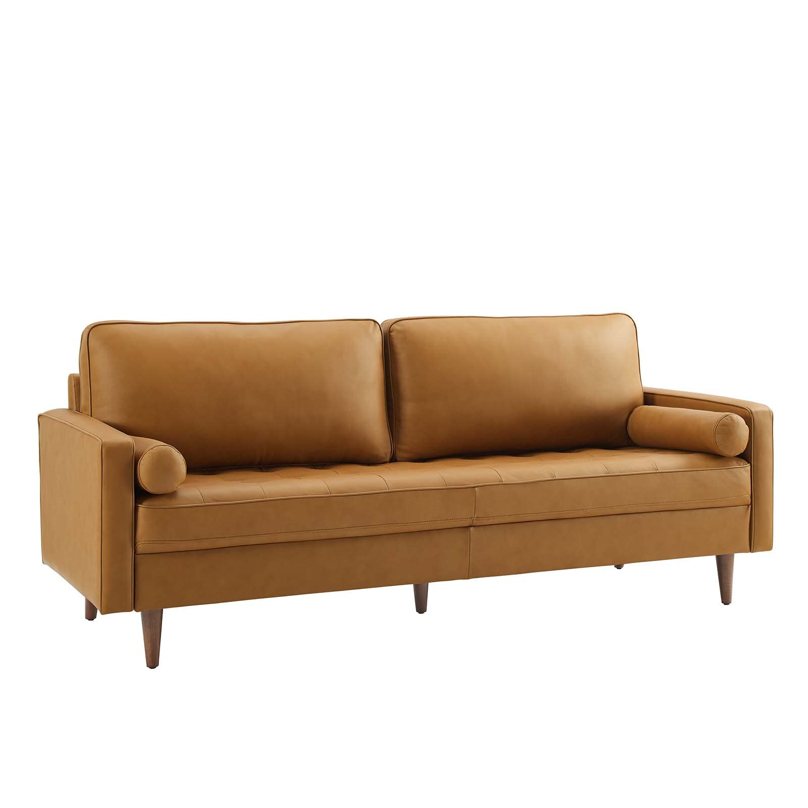 Modway Valour 81&quot; Leather Tufted Sofa in Tan