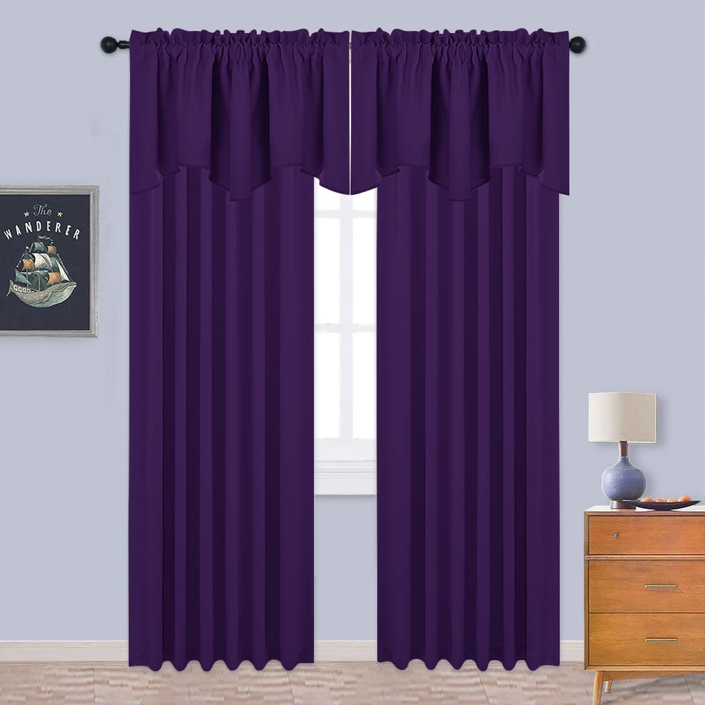 Nicetown Blackout Window Curtain Valance - 52 Inches By 18 Inches Small Scalloped Valance Window Curtain Panel Tier For Living R