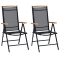 vidaXL Folding Chair 2 Pcs Folding Lawn Chair Aluminum and Textilene Black