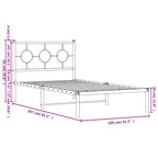vidaXL Metal Single Bed Frame with Headboard - Black, Powder-Coated Steel, Space-Saving Platform Bed for Bedroom, Breathable Slats, Easy Assembly, 81.5"x41.3"x35.8"