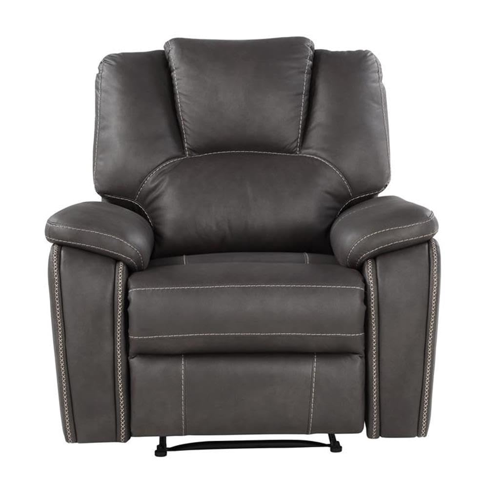 Steve Silver Co Katrine Manual Recliner, Padded Charcoal Faux-Leather, Raised Headrest Recliner Chair, Living Room Single Sofa Recliner, Padded Armrests, 36&quot; D x 39&quot; W x 39&quot; H, Grey/Black