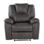 Steve Silver Co Katrine Manual Recliner, Padded Charcoal Faux-Leather, Raised Headrest Recliner Chair, Living Room Single Sofa Recliner, Padded Armrests, 36" D x 39" W x 39" H, Grey/Black
