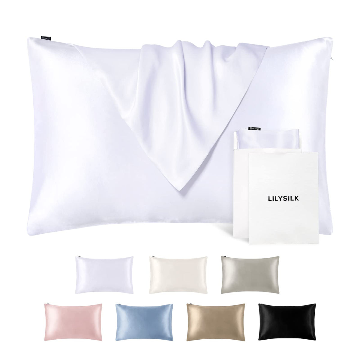 Lilysilk Silk Pillowcase For Hair And Skin Queen-100% Mulberry Silk 19 Momme Both Sides Silk Bed Pillow Cover With Hidden Zipper