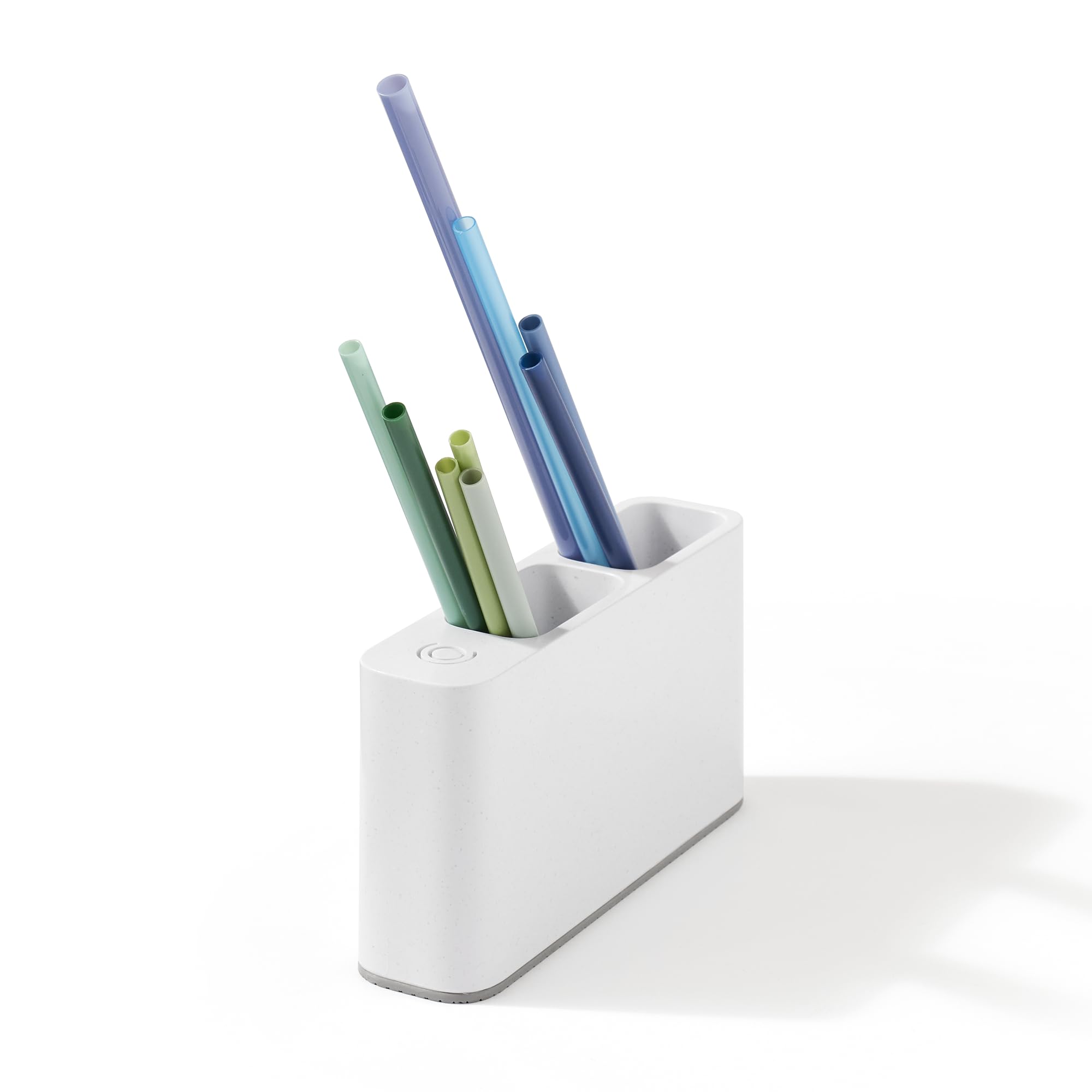 Youcopia Sipstation Straw Holder, Reusable Straw Organizer For Kitchen Storage, Speckled White