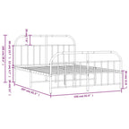 vidaXL Double Bed Frame with Headboard and Footboard in Black | Sturdy Powder-Coated Steel Construction | Complete with Metal Slats and Center Legs | Extra Under-Bed Storage Space