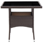 vidaXL Patio Dining Table Garden Outdoor Patio Home Indoor Dining Room Living Room Kitchen Dining Table Furniture Brown Poly Rattan