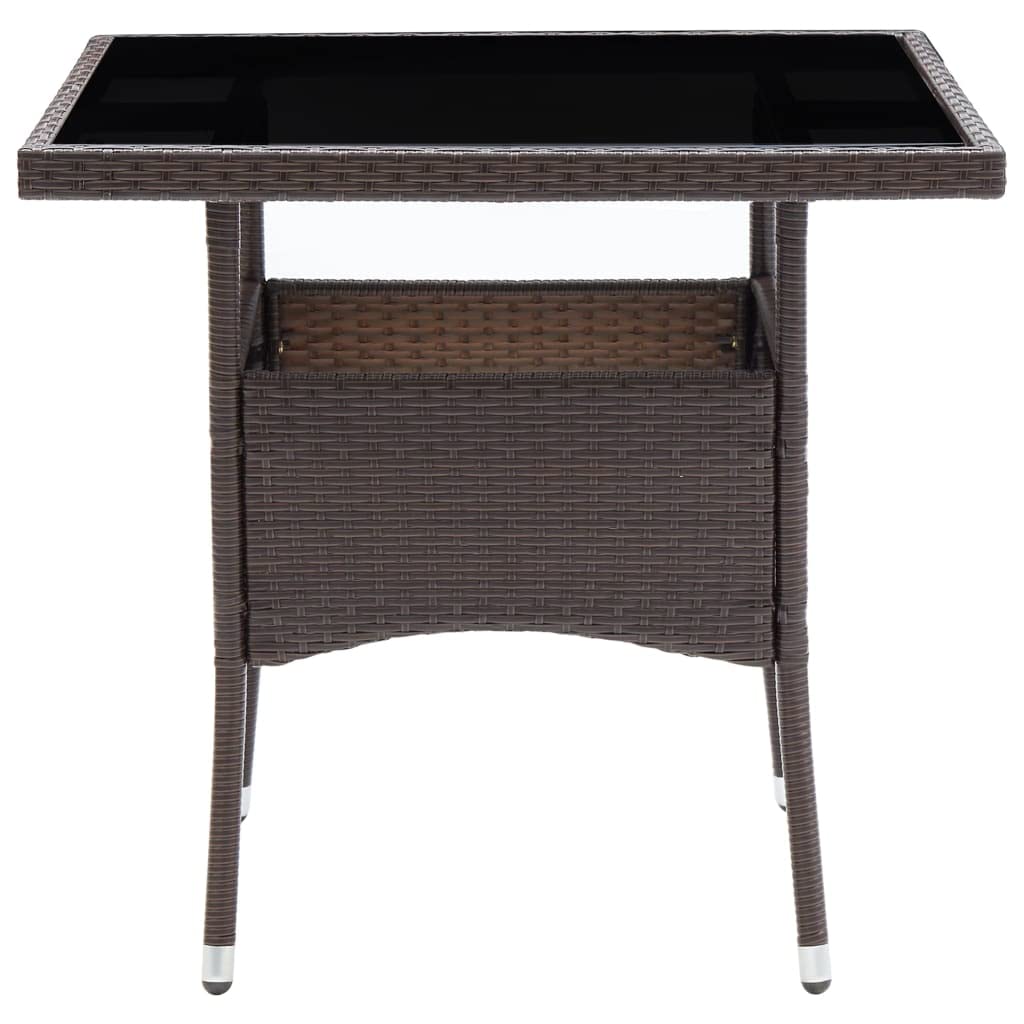 vidaXL Patio Dining Table Garden Outdoor Patio Home Indoor Dining Room Living Room Kitchen Dining Table Furniture Brown Poly Rattan
