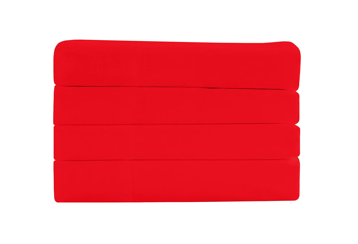 Super Soft 1800 Series Cotton Touch Microfiber 4 Piece Sheet Set (Red, Queen Size)