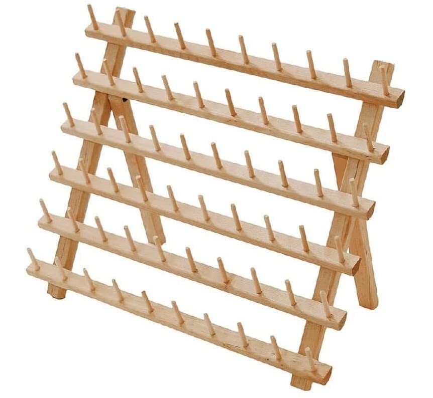 ThreadNanny 60 Spools Thread Rack - Premium Birchwood Thread Storage Organizer Stand for Sewing Embroidery Spools and Mini Cones