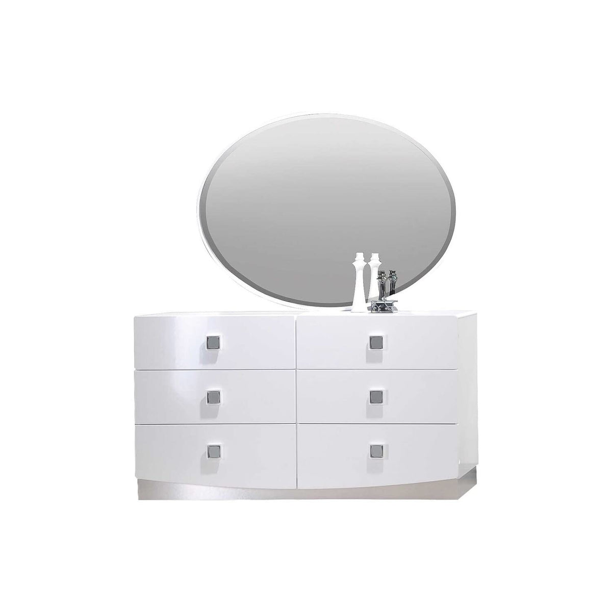 Best Master Furniture France White Modern Dresser And Mirror, 2-Piece Set