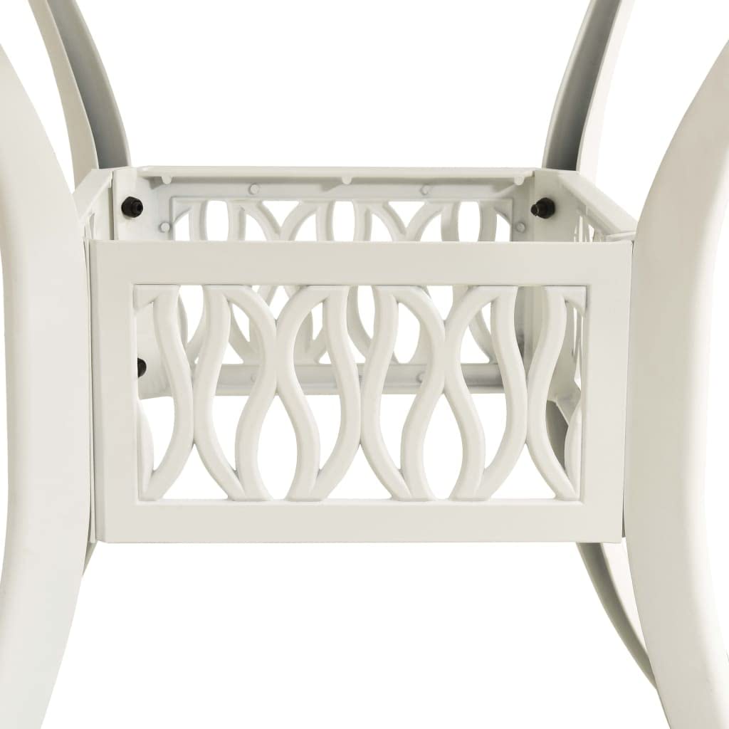 vidaXL Outdoor Patio Table - Weather-Resistant Cast Aluminum - 35.4"x35.4"x28.7" White Table with Umbrella Hole - Square Shaped Garden Furniture