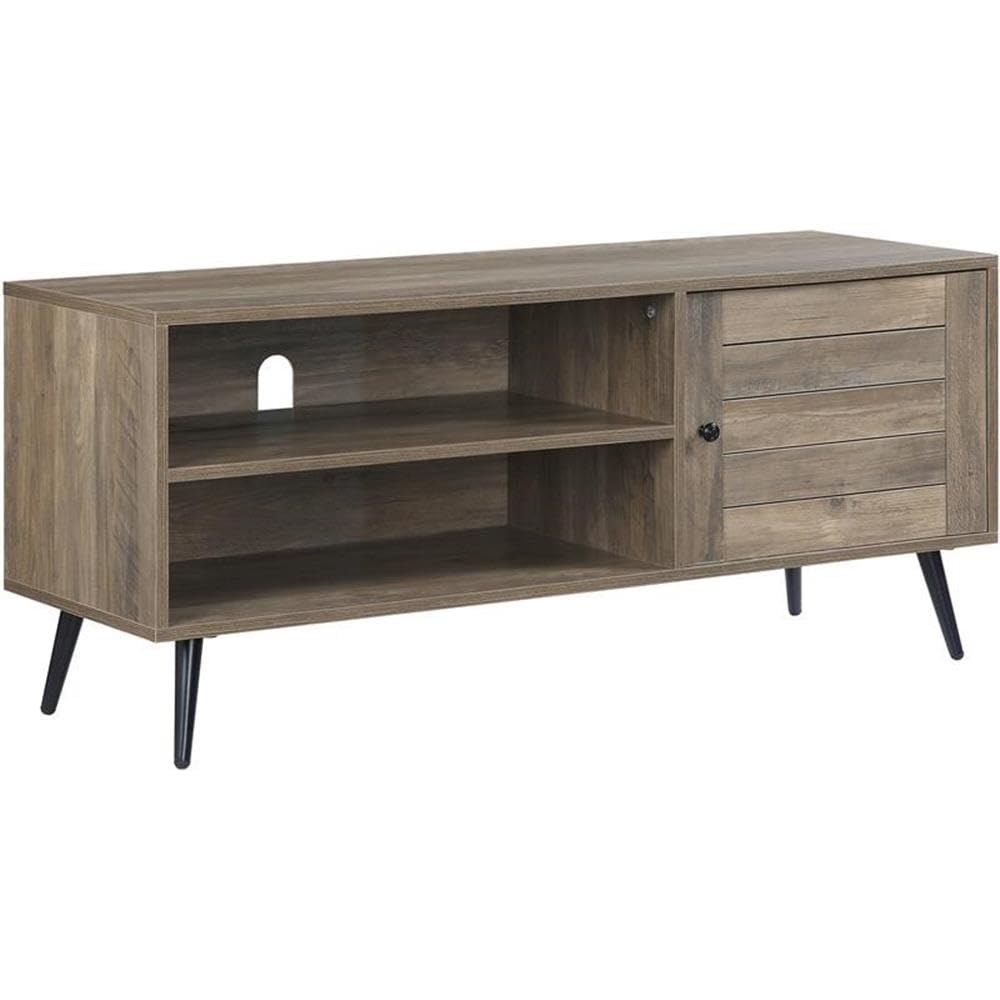 Acme Baina II Wooden TV Stand with Cord Management Hole in Rustic Oak and Black