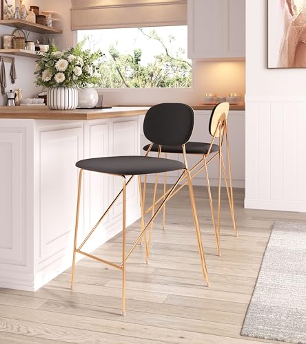 Zuo Georges Counter Stool Gray & Gold