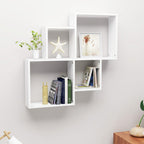 vidaXL Wall Cube Shelf Home Living Room Bedroom Furniture Set Wall-Mounted Floating Hanging Wall Display Shelf Wall Rack Set White Engineered Wood