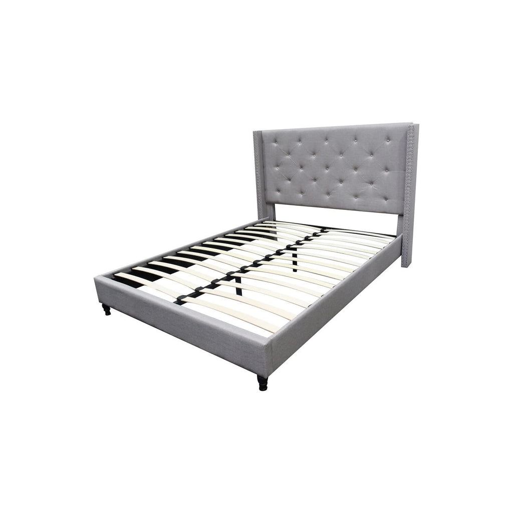 Best Master Furniture Vero Tufted Wingback Platform Bed, Queen, Grey