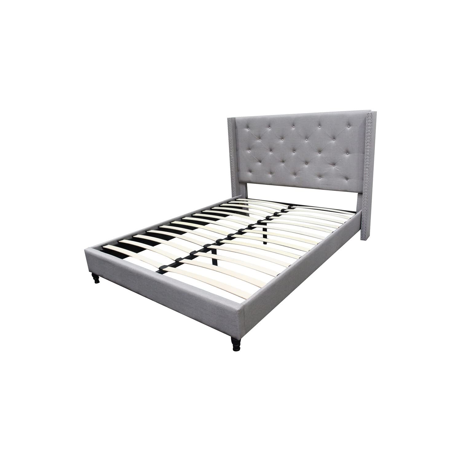Best Master Furniture Vero Tufted Wingback Platform Bed, Queen, Grey
