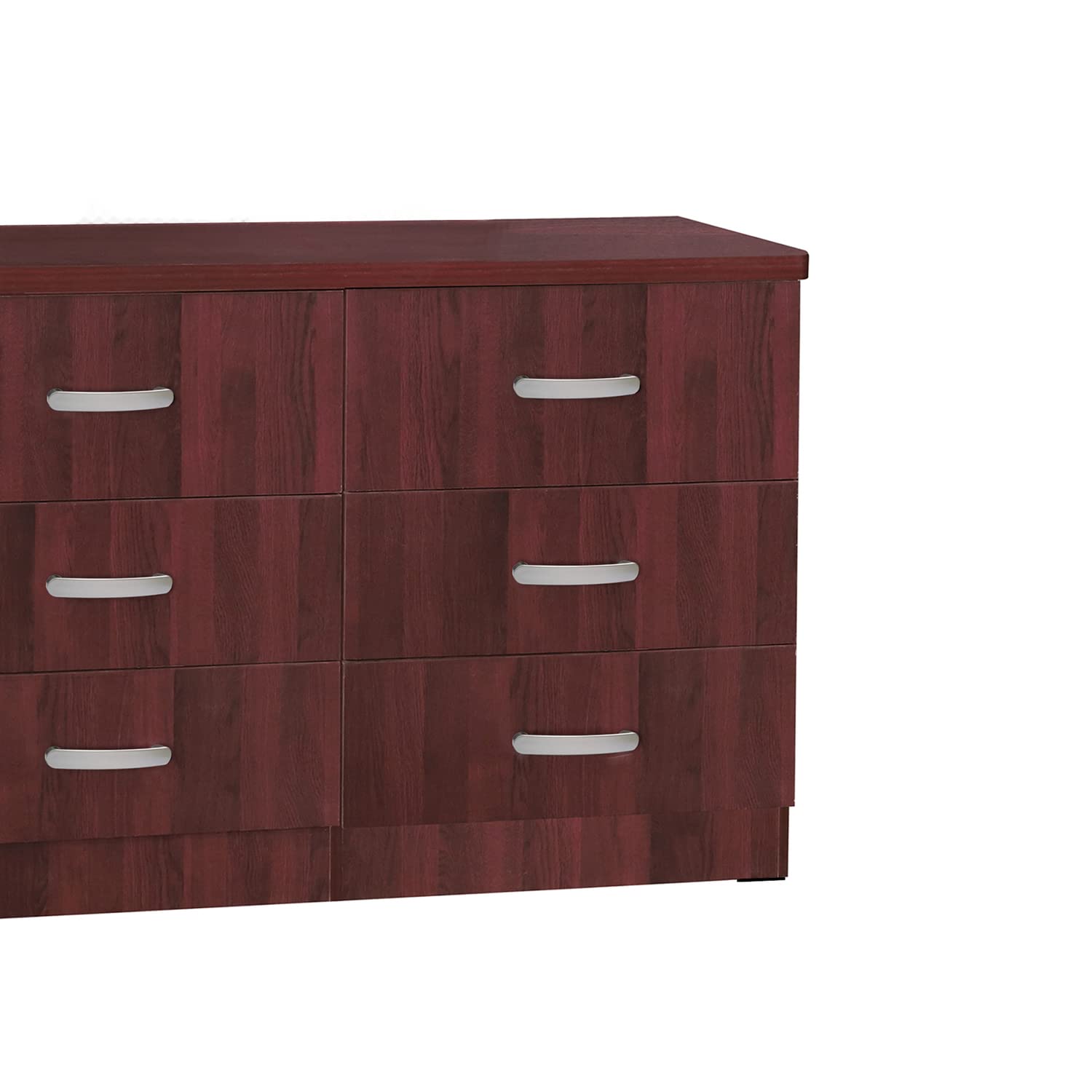 Better Home Products DD and PAM 6 Drawer Engineered Wood Dresser in Mahogany