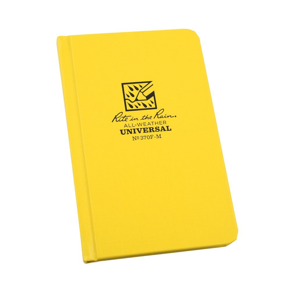 Rite In The Rain Weatherproof Hard Cover Notebook, 4.25' X 6.75', Yellow Cover, Universal Pattern (No. 370F-M)