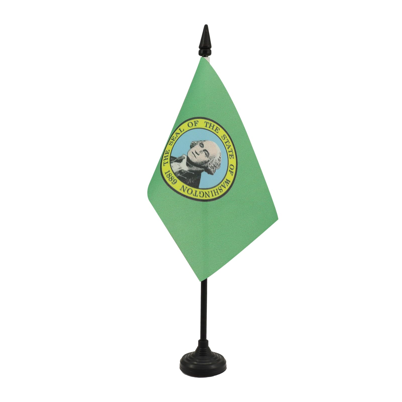 Washington Table Flag 4' X 6' - Us State Of Washington Desk Flag 15 X 10 Cm - Black Plastic Stick And Base - Az Flag
