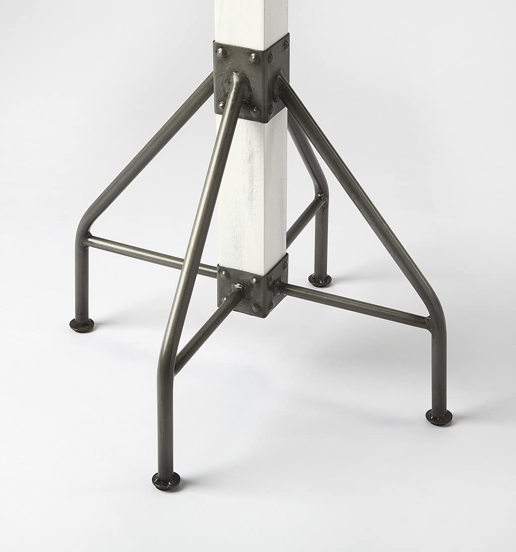 HomeRoots White, Black Iron; Mango Wood Solids Logan Square White Wood Coat Rack Tree