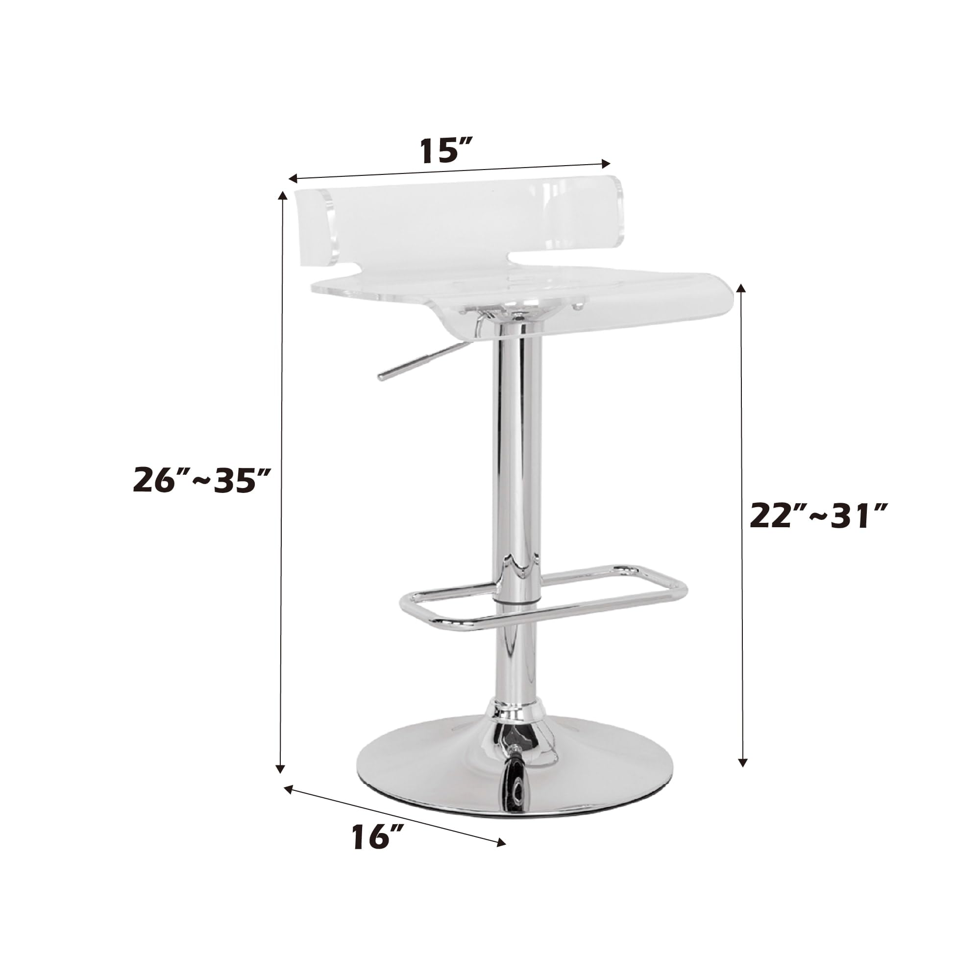 Acme Rania Swivel Adjustable Bar Stool In Clear