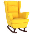 vidaXL Yellow Velvet Rocking Chair with Solid Rubber Wood Legs - Comfortable Seating for Living Room, Lounge Area