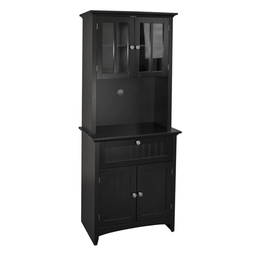 Os Home And Office 25604 Os Home And Office Buffet And Hutch With Framed Glass Doors And Drawer, Large, Black, 1 Cabinet