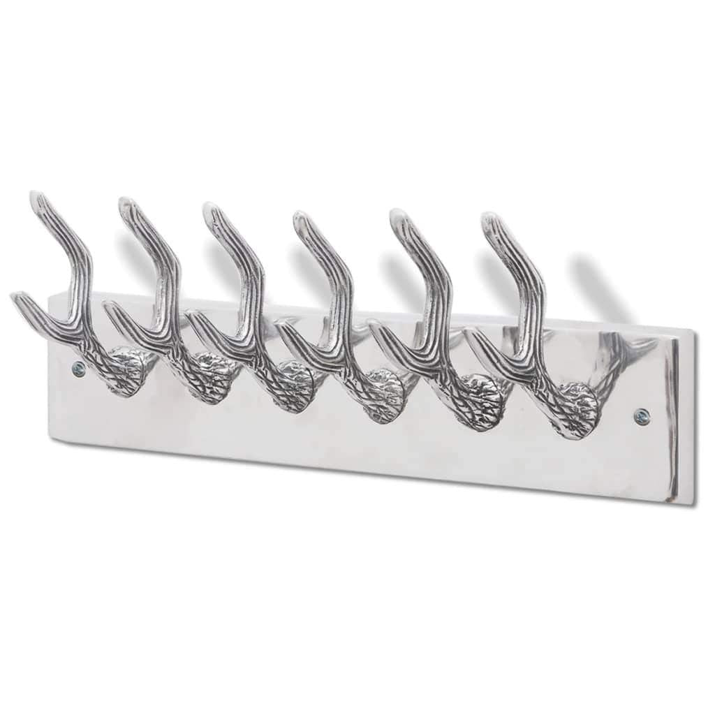 vidaXL 2X Wardrobe Coat Hook Coat Hat Bag Scarf Hanger Clothes Rack Stand Hallway Entryway Furniture Hall Tree Wall-Mounted Silver Aluminum