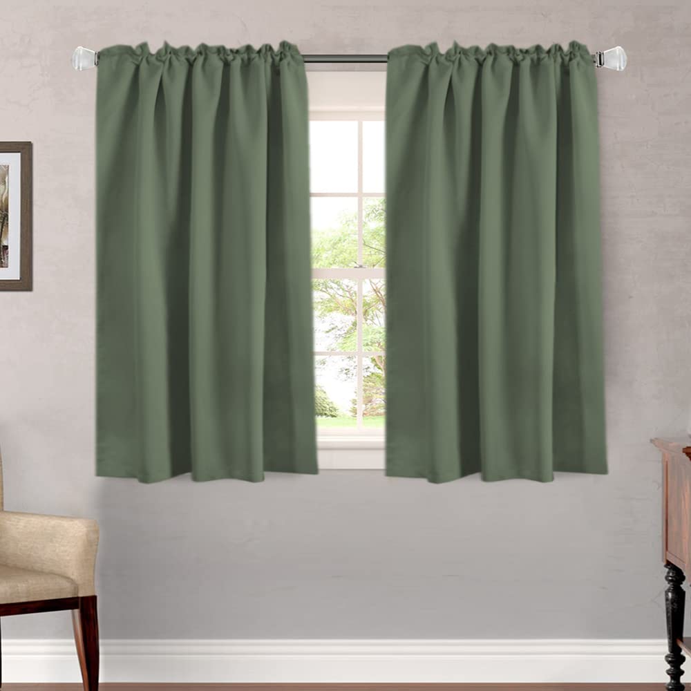 H.Versailtex Blackout Curtains Thermal Insulated Window Treatment Panels Room Darkening Blackout Drapes For Living Room Back Tab/Rod Pocket Bedroom Draperies (2 Panels, Bronze Green, 52 X 45 Inch)