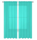 Decotex 2 Piece Solid Elegant Sheer Curtains Fully Stitched Panels Window Treatment Drape (54'' X 95'', Turquoise)