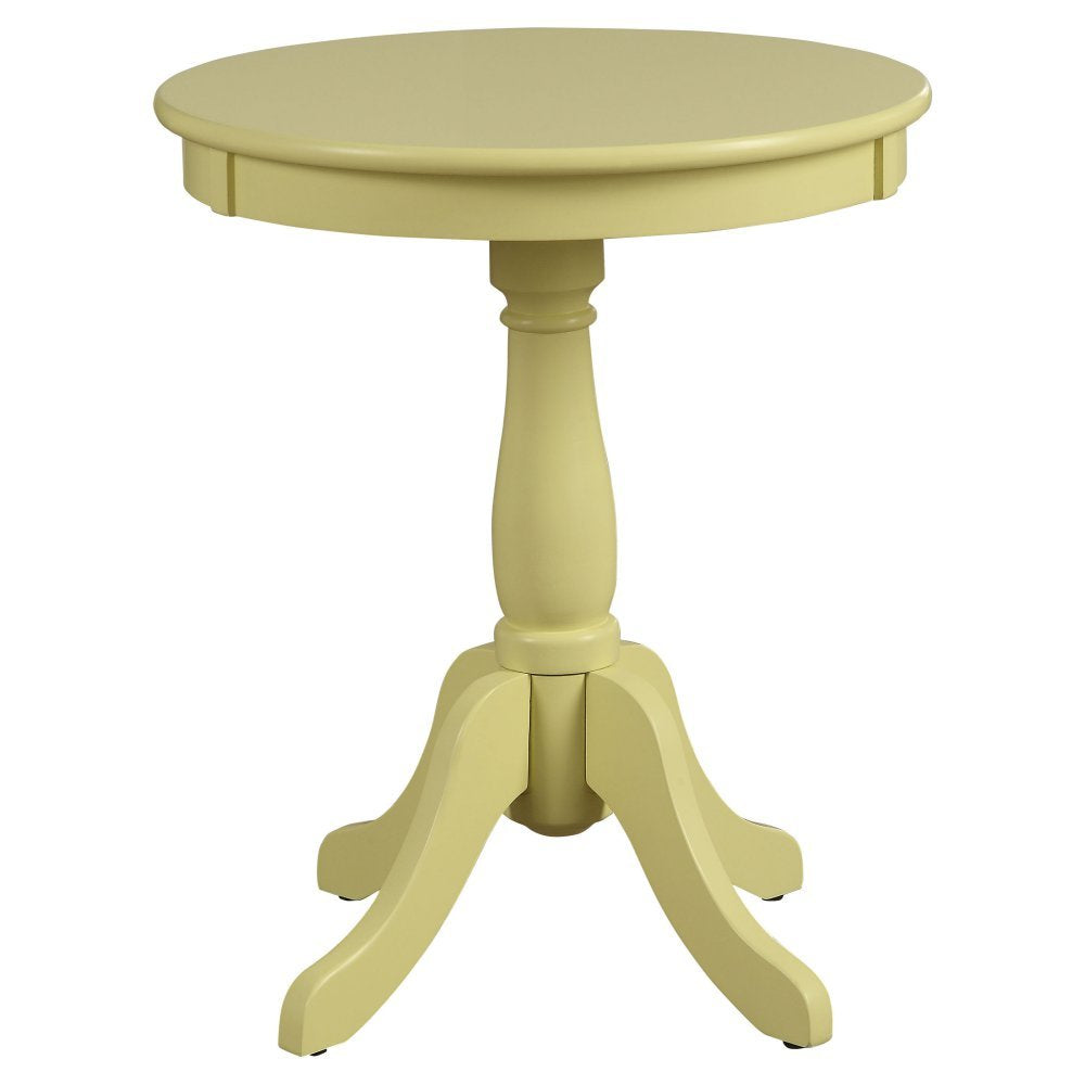 Acme Alger Wood Round End Table In Light Yellow