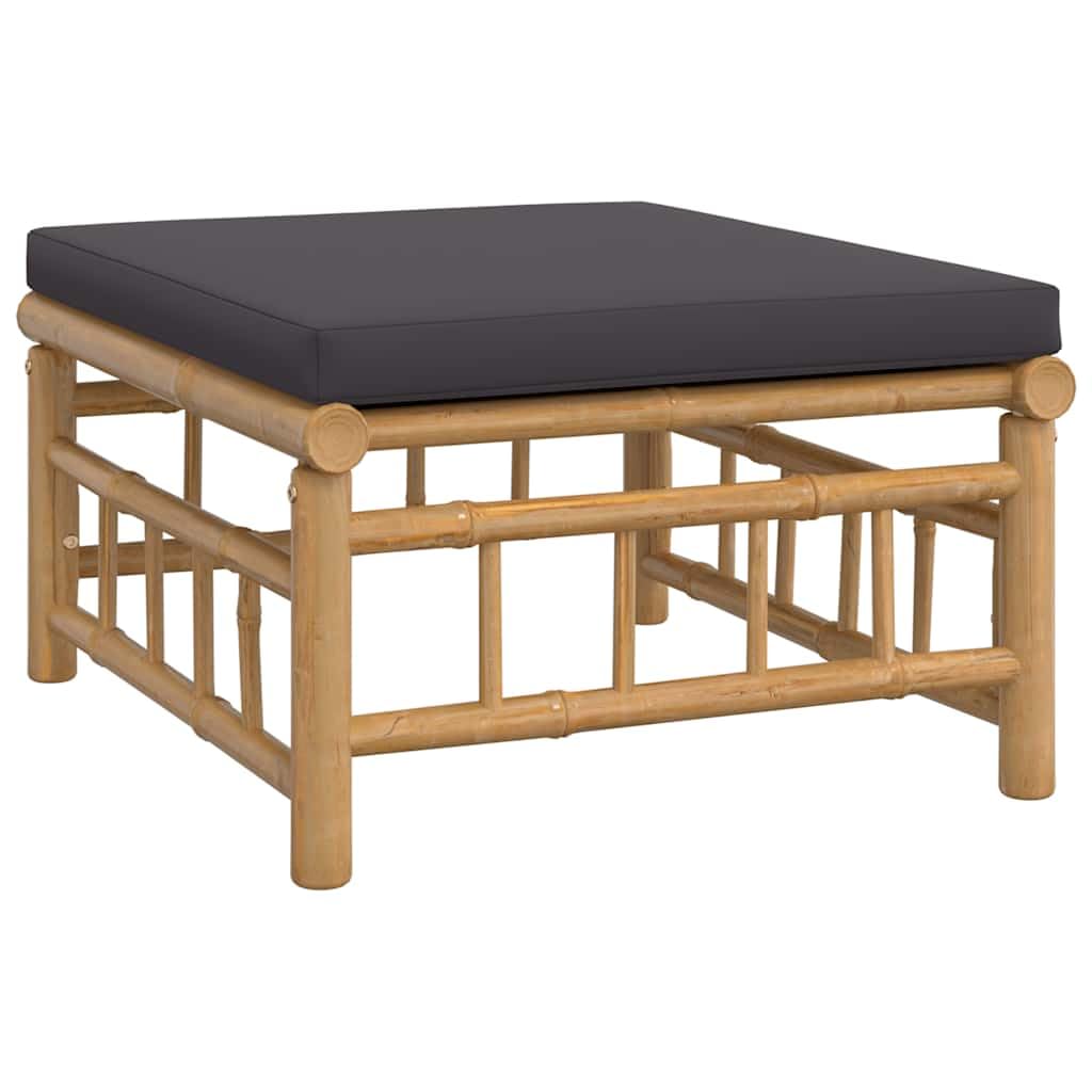 vidaXL Patio Lounge Set - 3 Piece Bamboo Outdoor Furniture Set with Dark Gray Cushions, Flexible Design for Custom Layouts, Dura