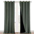 Nicetown 100% Blackout Curtains 120' Long, Pair Of Energy Smart & Noise Blocking Out Drapes For Baby Room Window, Thermal Insulated Guest Room Lined Window Dressing(Dark Mallard, 52' Wide)