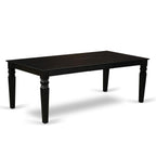 East West Furniture Lgab9-Blk-06 9 Piece Dining Room Furniture Set Includes A Rectangle Wooden Table With Butterfly Leaf And 8 Shitake Linen Fabric Parson Chairs, 42X84 Inch, Black