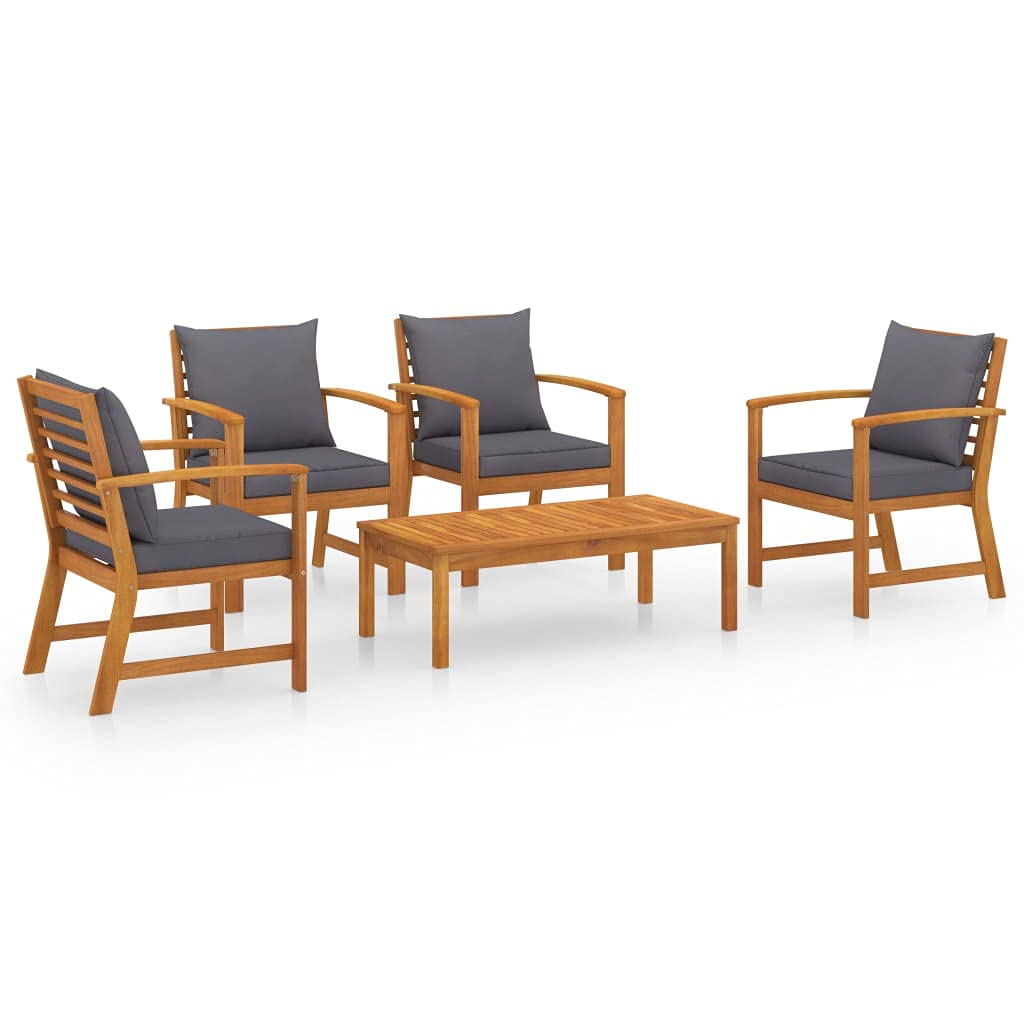 vidaXL Solid Acacia Wood Garden Lounge Set with Cushion