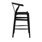HomeRoots 20.08' X 20.87' X 38.19' Black Solid Beech Wood Counter Stool with Black Rush Seat