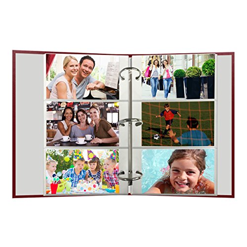 3-Ring Photo Album 204 Pockets Hold 4X6 Photos, Burgundy Red