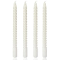 White Spiral Taper Candles for Home Decoration, 4 Pack 10 Inch Candlesticks for Dinner Party Holiday Birthday Celebration, Dripl