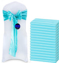 Mds Pack Of 25 Pcs Satin Chair Sashes Charmeuse Sateen Dining Chair Bows Ribbon Ties Back Sash For Wedding Party Birthday Home Hotel Restaurant Banquet Decoration (7 X 108 Inch, Teal)