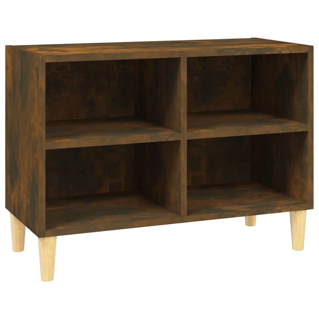 vidaXL TV Cabinet with Solid Wood Legs Smoked Oak 27.4&quot;x11.8&quot;x19.7&quot;