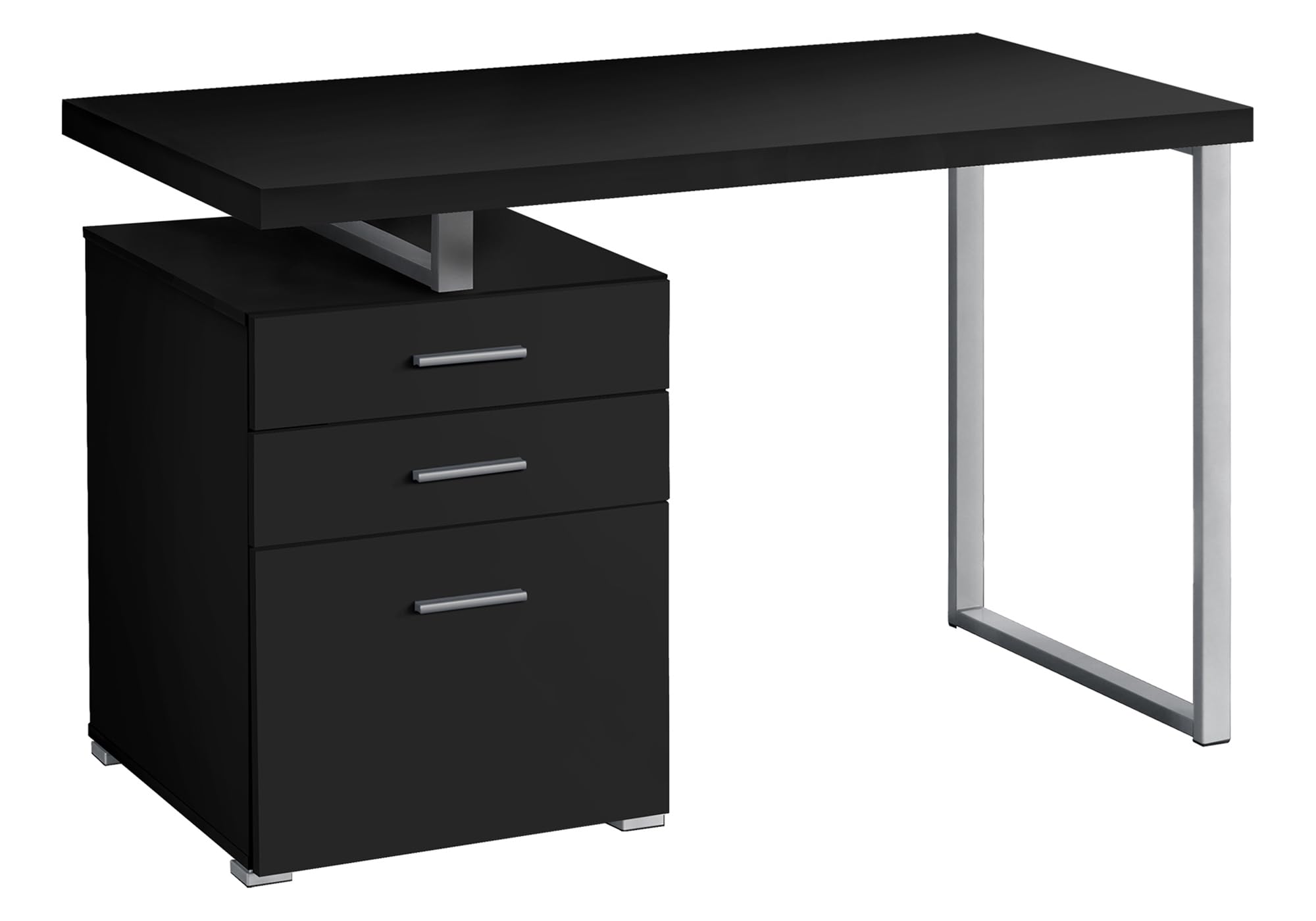Monarch Specialties I 7649 Computer Desk, Home Office, Laptop, Left, Right Set-Up, Storage Drawers, 48&quot; L, Work, Metal, Laminate, Black, Grey, Contemporary