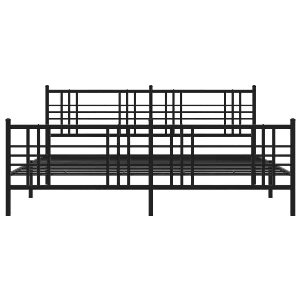 vidaXL King-Sized Metal Bed Frame with Headboard/Footboard-Black Steel, Bedroom Furniture, 76&quot;x79.9&quot; Sleep Support, Assembly Required