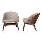 Baxton Studio Lovella Mid-Century Modern Grey Fabric And Walnut Brown Finished Wood 2-Piece Accent Chair Set