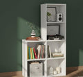 Ankit Crafts Wooden Bookcase Shelving Display Storage Shelf White, 4 by 2 Tier