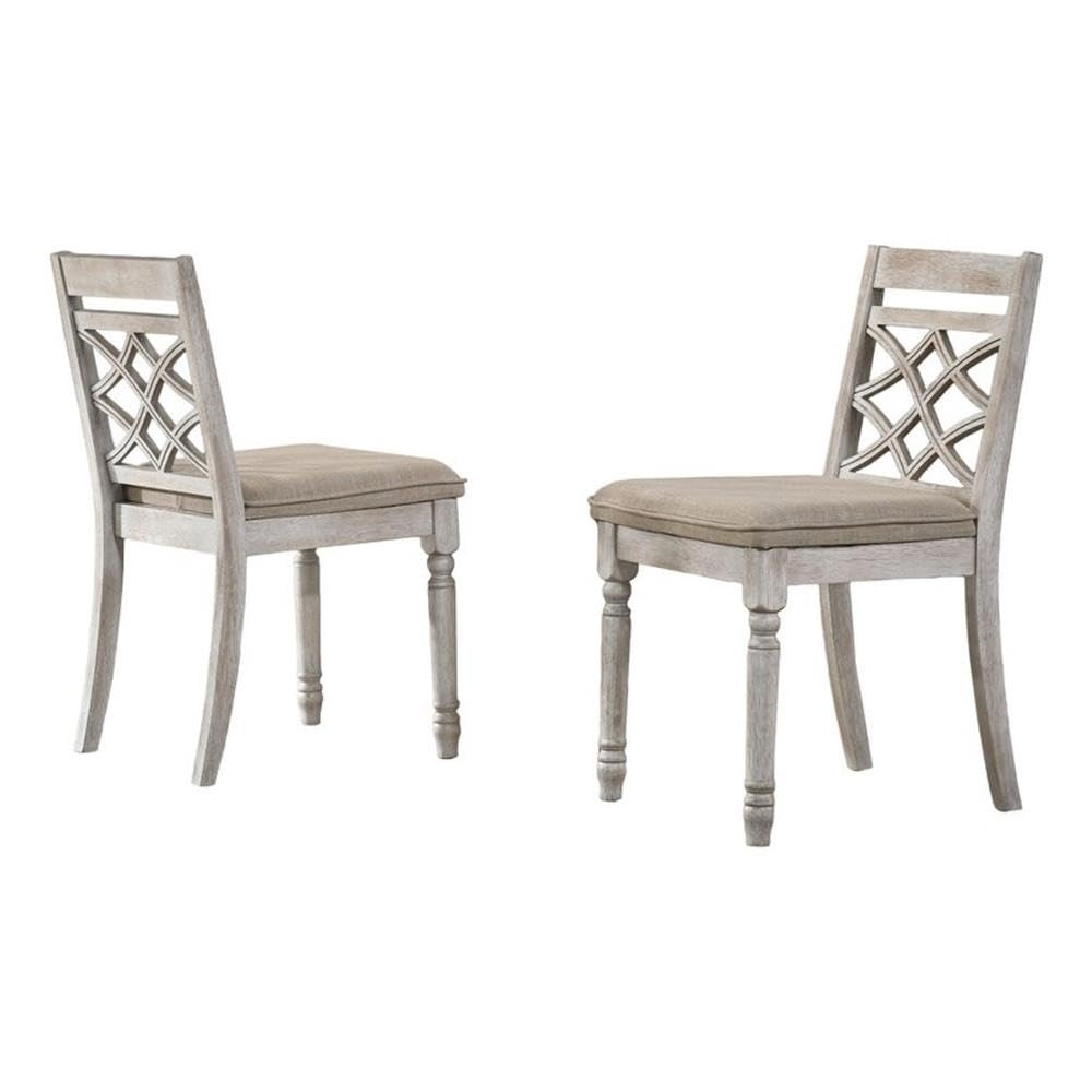 Lilola Home Havanna Set of 2 Off White 19&quot; Wide Contemporary Fabric Chair with Cushion