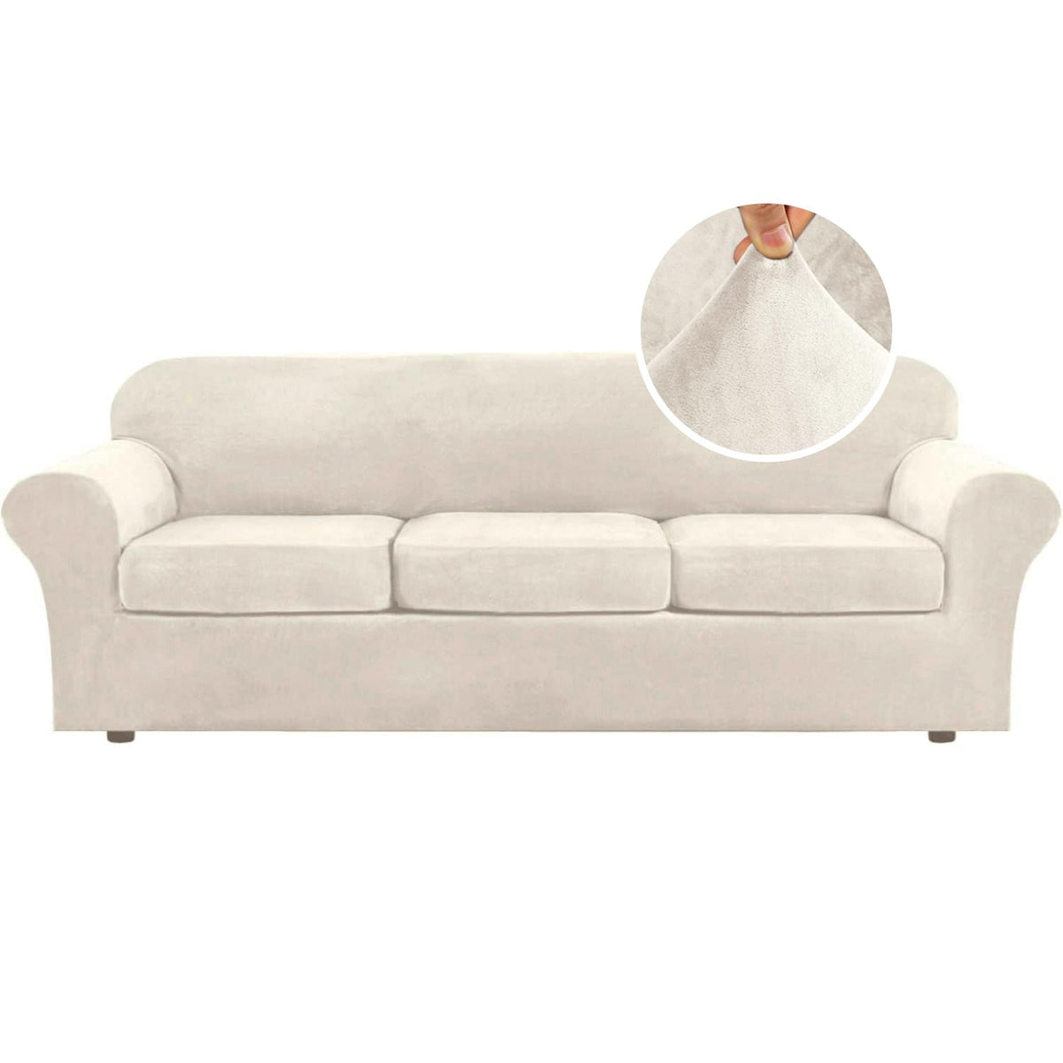 H.Versailtex Modern Velvet Plush 4 Piece High Stretch Sofa Slipcover Furniture Protector Form Fit Luxury Thick Velvet Extra Larg